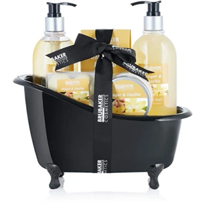 Imagen de Brubaker Set de Regalo Baño Vainilla Jengibre con Decoración Bañera Negra 9 Piezas
