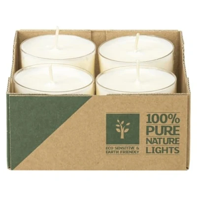 Imagen de EDZARD 8 velas de té maxi, color blanco, cera colza, funda plástico transparente, duración combustión aprox. 10 h