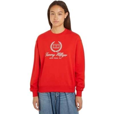 Imagen de Tommy Hilfiger Mujer Sudadera sin Capucha, Rojo (Fierce Red), S