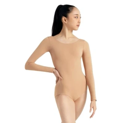 Imagen de Capezio Maillot de manga larga para mujer, marrón claro, talla XS