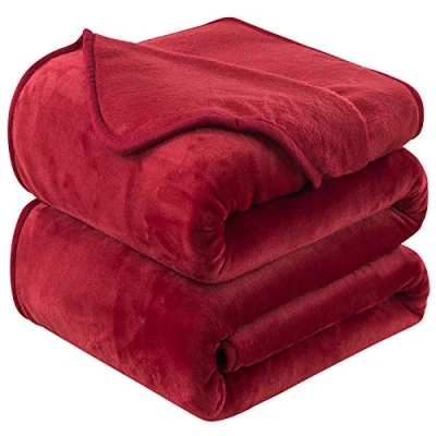 Imagen de HOZY Manta Suave 350g/m² Franela Reversible para Cama/Sofa &amp; Cubre Sofas(sin Electricidad Estática) Universal Cuatro Estaciones Rojo 220x240 cm