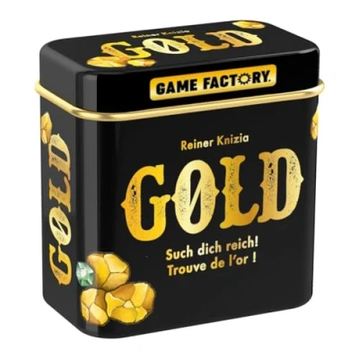 Imagen de Game Factory 646252 Gold Minijuego de Cartas en práctica Caja Metal, Ideal como Juego Viaje o Regalo, para 2 a 5 Jugadores
