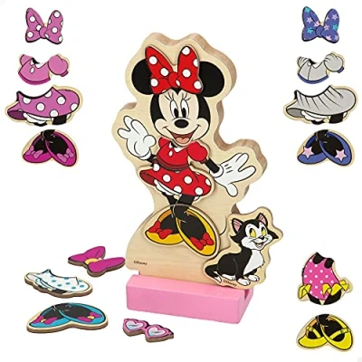 Imagen de WOOMAX 48727 Puzzle magnético Infantil de Minnie Mouse Madera, Figuras Disney, Incluye 54 Piezas, 22 x 30 cm, Madera Natural