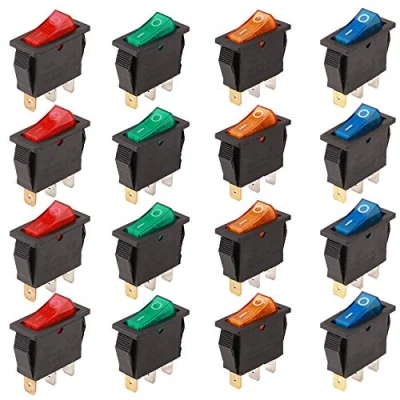 Imagen de RUNCCI YUN 16Pcs Boton interruptor Rocker，Mini Interruptores Basculantes，16 A 250 V AC 3 Pines SPST para Auto Vehiculo Barco