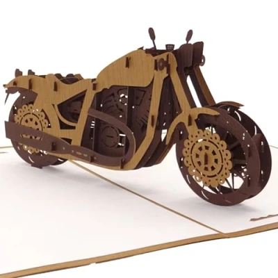 Imagen de tarjeta Pop Up con diseño de moto, 3D para invitación, cumpleaños y vale licencia conducir, excursión en moto