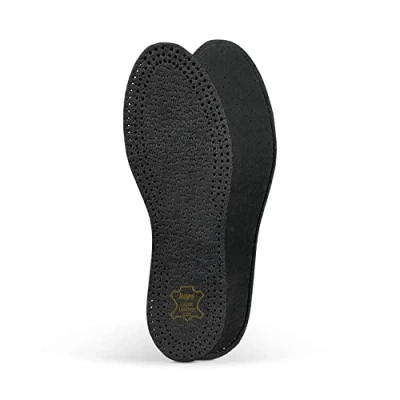Imagen de Plantillas de Cuero Auténtico para Zapatos PECARI, Color Negro, con Espuma Látex Carbón Activavo Transpirable, Mantienen la Ausencia Olores, Todas las Tallas (Men 43 EUR)