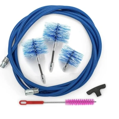 Imagen de BARETTO Kit de Limpieza Estufas Pellets, Extensión 3 Metros para Pellets con Curva 90, Cepillos Nylon (2 Flexibles 80 mm y 100 mm, 1 Estándar 120 mm)