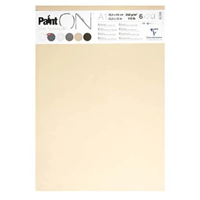 Imagen de Clairefontaine 975413C Bloc de papel dibujo con 24 hojas 59, 4 x 84 cm, 250 g, colores surtidos (4 en blanco, grano, gris, natural, negro y vaquero)