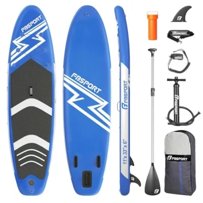 Imagen de FBSPORT Tablero Sup Inflable, Stand Up Paddle Board, Vertical Inflable para Remo de 15cm Espesor, Kit deTablero Surf con Aluminio Ajustable + Bomba(Blue)