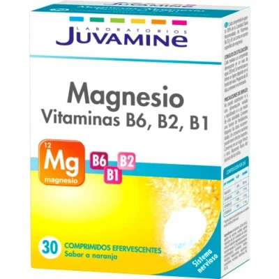Imagen de JUVAMINE Magnesio con Vitaminas B6, B2 y B1 30 Comprimidos Efervescentes Reduce el Cansancio Apoya Sistema Nervioso Energía Bienestar Diario