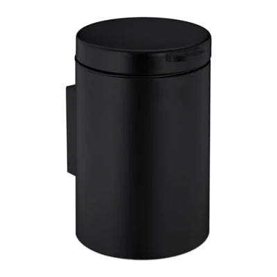 Imagen de Relaxdays Cubo de Basura Baño 5 litros, Papelera Aseo Anti Huellas, Basurero WC, Cierre Suave, Hierro y Plástico, Negro, 27 x 20.5 cm