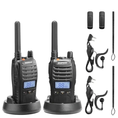 Imagen de BAOFENG BF 88ST Pro PMR446 Walkie Talkie, Radio bidireccional Recargable de Largo Alcance Mejorada sin Licencia con Pantalla LCD, Reloj Dual VOX, Cargador Escritorio y Auriculares, Paquete 2