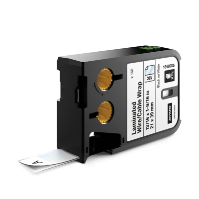 Imagen de Dymo 1868705 Cinta de vinilo auto laminadas, 21 mm x 39 mm, color negro y blanco