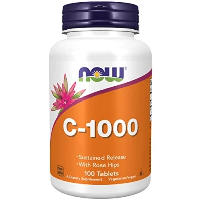 Imagen de Now Foods, C 1000 con Rosa Mosqueta, Liberación Sostenida, 1.000mg, 100 Comprimidos veganos, Probados en Laboratorio, Vitamina C, Sin Gluten, Soja, Vegetariano