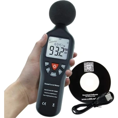 Imagen de Instrumento Compacto Profesional Digital Sonido Nivel Metro Decibel con Retroiluminado Monitor Alto Exactitud Medición 30dB 130dB Datos Grabar Función
