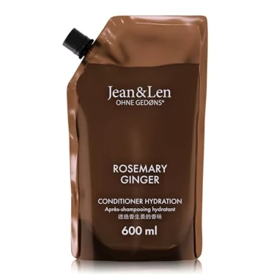 Imagen de Jean &amp; Len Acondicionador Hidratante Romero y Jengibre en bolsa de recambio, para cabellos secos, nutre intensamente mejora la peinabilidad, fragancia especiada, sin siliconas ni parabenos, 600 ml