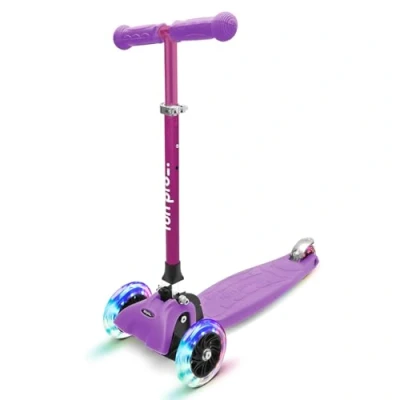 Imagen de Patinete One de fun pro El Seguro Premium para niños, con LED en Las Ruedas, Plegable, a Partir 2 años (Patinete), certificación TÜV, Morado Deluxe