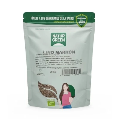 Imagen de NaturGreen Semillas de Lino Marron BIO, Ecológicas, Fuente Omega 3, Ricas en Fibra, Sin Gluten, Vegan 225 g