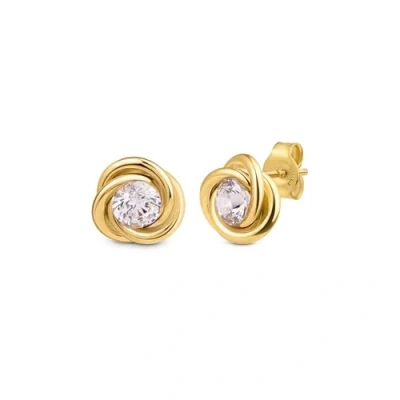 Imagen de Amberta Allure Pendientes Pequeños con Nudo para Mujer en Oro de 9 Quilates: Circonita