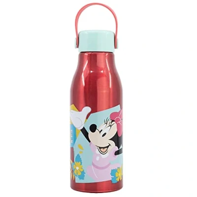Imagen de Botella de agua infantil aluminio 760 ml con asa en el tapón Minnie Mouse