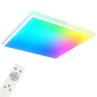 Imagen de BRILONER lámpara de techo LED inteligente, colores brillantes RGB, efecto luz indirecta, blanca neutra, salón WiFi, mando a distancia, control por voz.