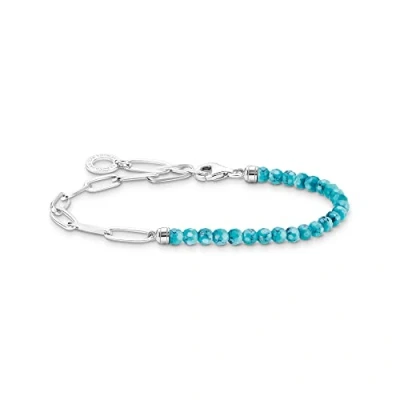 Imagen de THOMAS SABO Pulsera con Cuentas Azules Plata de Ley 925 A2098 404 17 L17, 14 cm, Turquesa