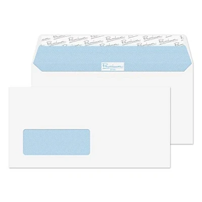 Imagen de Premium Office DL 110x220mm Peel and Seal Wallet Standard Window Envelope Ultra White (Pack 500)