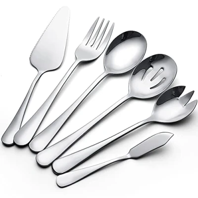 Imagen de AOOSY Juego de Cubiertos 6 Piezas, Acero Inoxidable, cucharas Servicio, Utensilios Cocina Plata, para Hornear, Cuchillo bufé casero