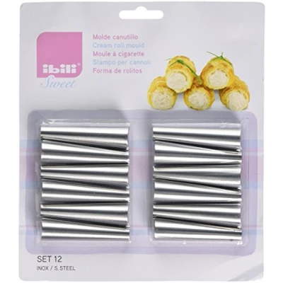 Imagen de IBILI Set 12 MOLDES CANUTILLOS Mini, Stainless Steel, Plata, 18 x 21 2 cm