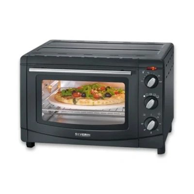 Imagen de SEVERIN horno tostador con 5 posiciones, mini eléctrico de convección, pequeño piedra para pizzas y asador pollos, 1500 W, 20 L, negro, TO 2068