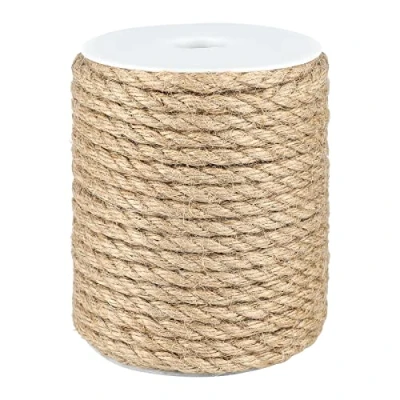 Imagen de jijAcraft Cuerda de Yute Cordel 8mm 20 Metros para Bricolaje, Decoración Muebles, Embalaje, Jardinería, Árbol Gatos