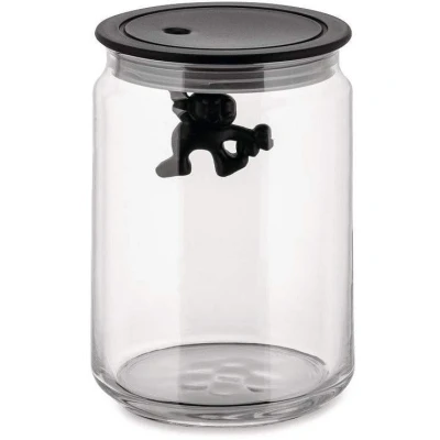 Imagen de Alessi Storage Jar Gianni A Little Man Holding On Tight AMDR05 B Black 900 ml by Mattia Di Rose