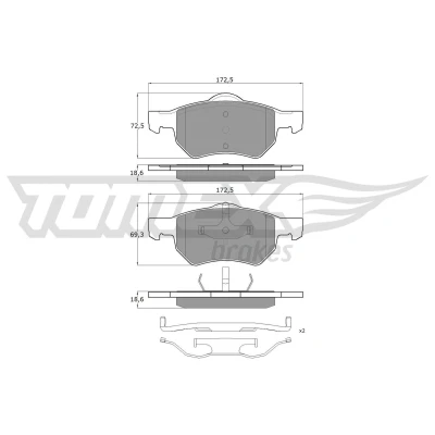 Imagen de TOMEX brakes TX 15 30 Juego de pastillas freno Eje delantero con accesorios CHRYSLER: Voyager 4, Grand IV, / 3