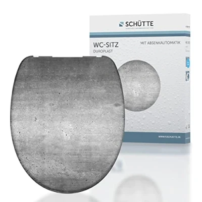 Imagen de Schütte 82155 Duroplast Asiento (Cierre Suave, Apto para Todos los inodoros estándar, Carga máxima de 150 kg), Color, Gris Industrial