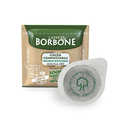 Imagen de Caffè Borbone Cápsulas Compostables, Mezcla de Café Dek Descafeinada 100 Compatibles con el Sistema ESE Papel 44 mm