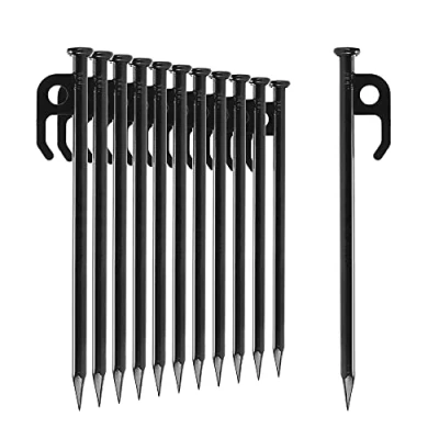 Imagen de com four® 12x piquetas de Acero largas y robustas para Acampar Ideal terrenos Normales Duros 20 cm