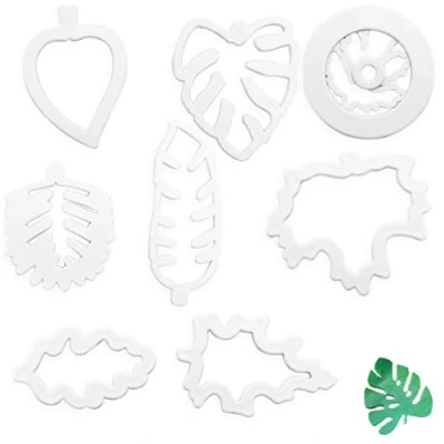 Imagen de Juego de Moldes Galletas 8 pcs, Cortador Hojas Tropicales, Cortadores Fondant Tropicales y Flores, Decoración Pasteles