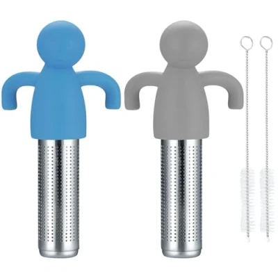 Imagen de 2 Piezas Filtros para Té, Infusor de Te, Coladores Té Silicona Acero Inoxidable, Infusionador Te Reutilizable Tazas, Tetera, con Cepillos Limpieza