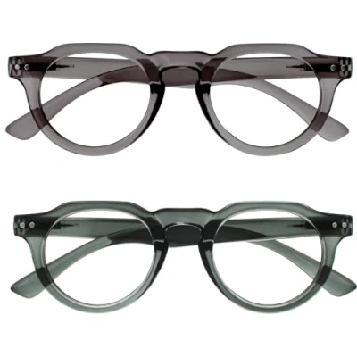 Imagen de OPULIZE RIO Gafas de Lectura con Filtro Luz Azul Pack 2 Montura Parte Superior Plana Verde, Gris Hombres y Mujeres BB53 67 +2.50