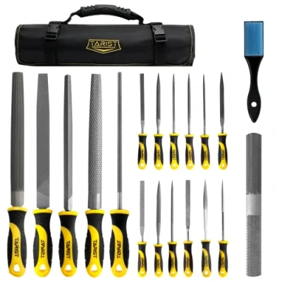 Imagen de TARIST Juego de Limas para metal y madera 19 piezas con bolsa herramientas. incluye 12 Aguja, 4 Metal, Escofina Semirredonda, in 1 Lima Cepillo Acero