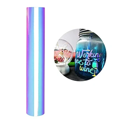 Imagen de Rollo de Vinilo Adhesivo blanco ópalo Holográfica 30,5 x 152 cm Permanente para Herramientas Silhouette Cameo recortar y más Multicolor2 Autoadhesiva Manualidades, Letreros