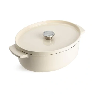 Imagen de KitchenAid Olla Oval de Hierro Fundido con Tapa, Cast Iron, Crema almendras