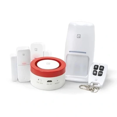 Imagen de Garza Smart Kit Sistema de Alarma Inteligente WiFi para el hogar, Sirena 120 dB, 1 Sensor Movimiento, 3 detectores Apertura Puertas/Ventanas y Mando a Distancia 2,4 GHz