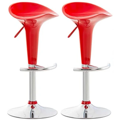 Imagen de Set de 2 Taburetes Saddle Modernos I Bar Regulables en Altura &amp; Giratorios Altos con Reposaiés Color:, Color:Rojo