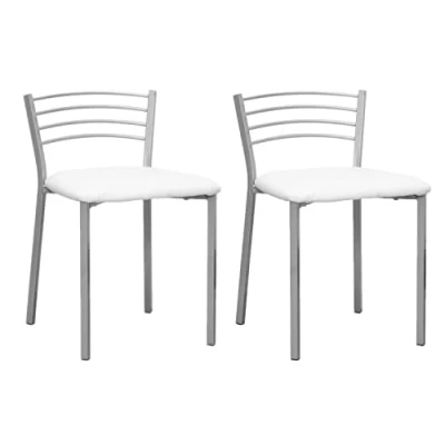 Imagen de Shiito Pack de 2 Taburetes Cocina Asientos Polipiel Blanco Modelo SINTRA