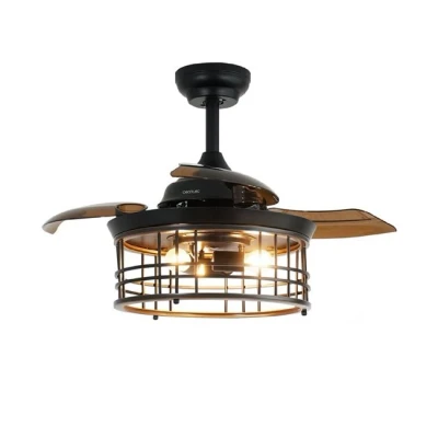 Imagen de Cecotec Ventilador de Techo con Luz EnergySilence Aero 3600 Invisible Metallic Style, Motor DC 25W, LED, 3 aspas retráctiles, 36 pulgadas, Mando, velocidades, temporizador, winter/summer