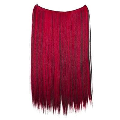 Imagen de CAISHA 50cm 1 Trama Extensión Con Banda Elástica De Cabello Postizo Liso Resistente Al Calor Reflejos Rojo Marrón Oscuro E125