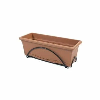 Imagen de PLASTIKEN, 50x24x18 cm Terra Balconera Plato Integrado+Soporte, Terracota, Multicolor