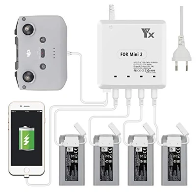 Imagen de LYONGTECH Cargador de Batería 6 en 1 para dji Mini 2,Mini SE Drone, Carga 4 Baterías y 2 USB, Accesorio Centro Paralelo