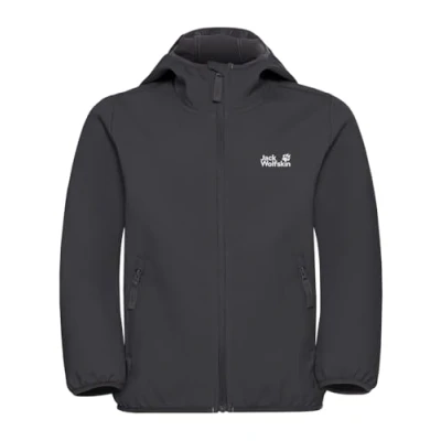 Imagen de Jack Wolfskin FOUR Winds Jacket KIDS Unisex Chaqueta softshell para niños, Talla: 16a, Black
